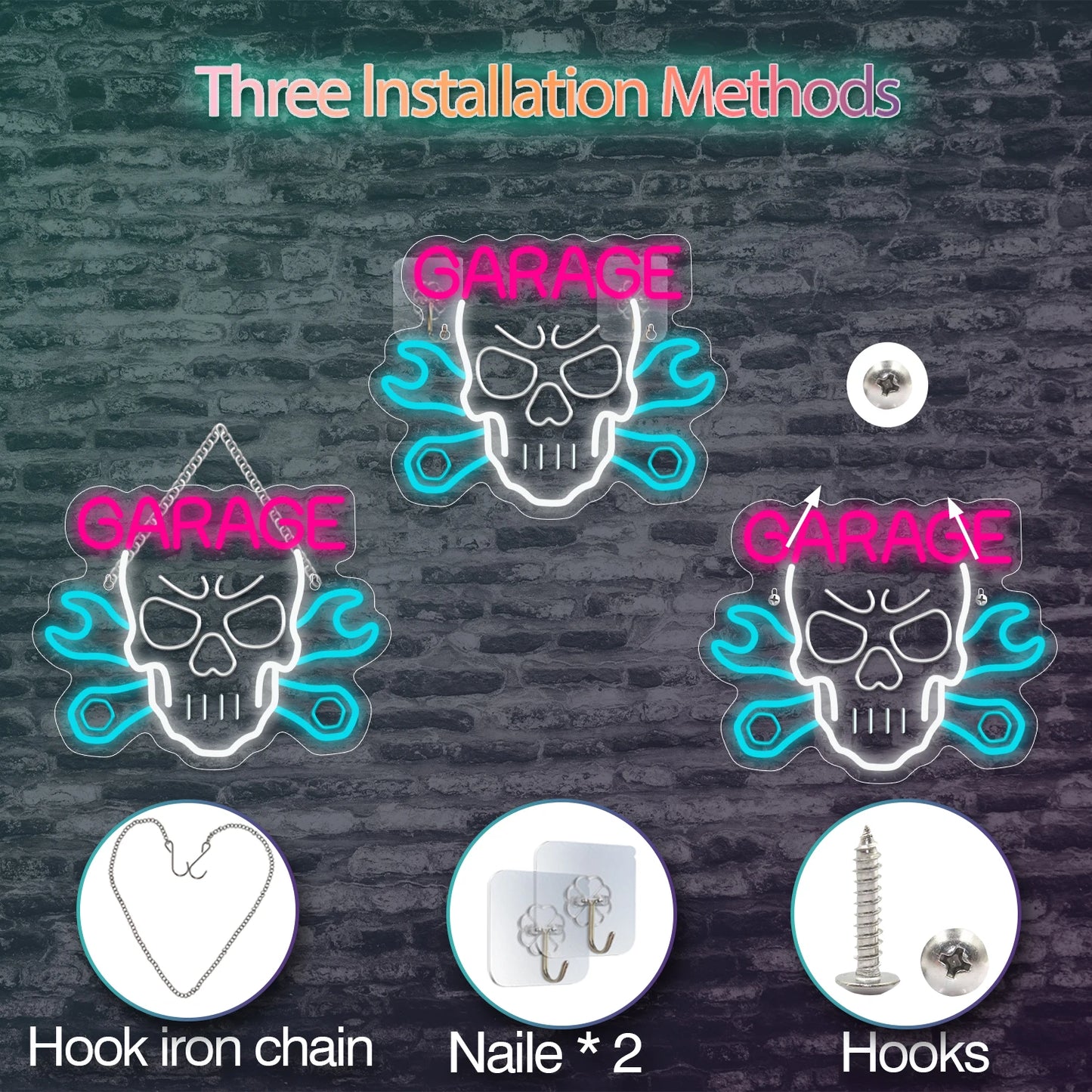 Insegna Neon LED Skeleton Garage Car Service