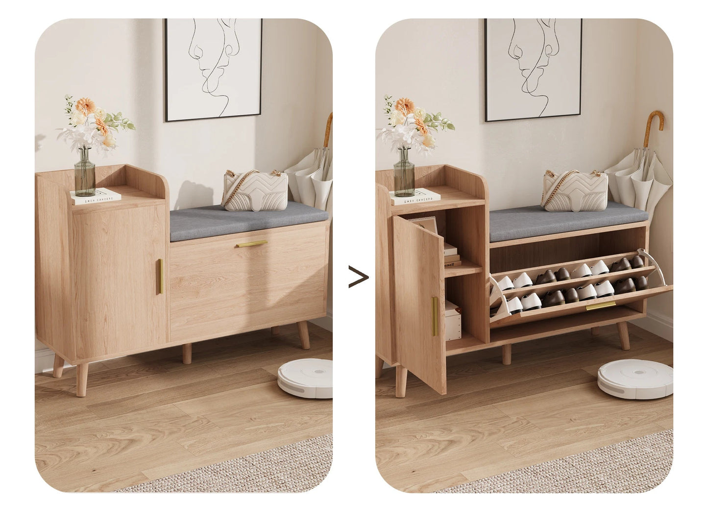 Mobile Scarpiera con Panca in Legno Comanlai