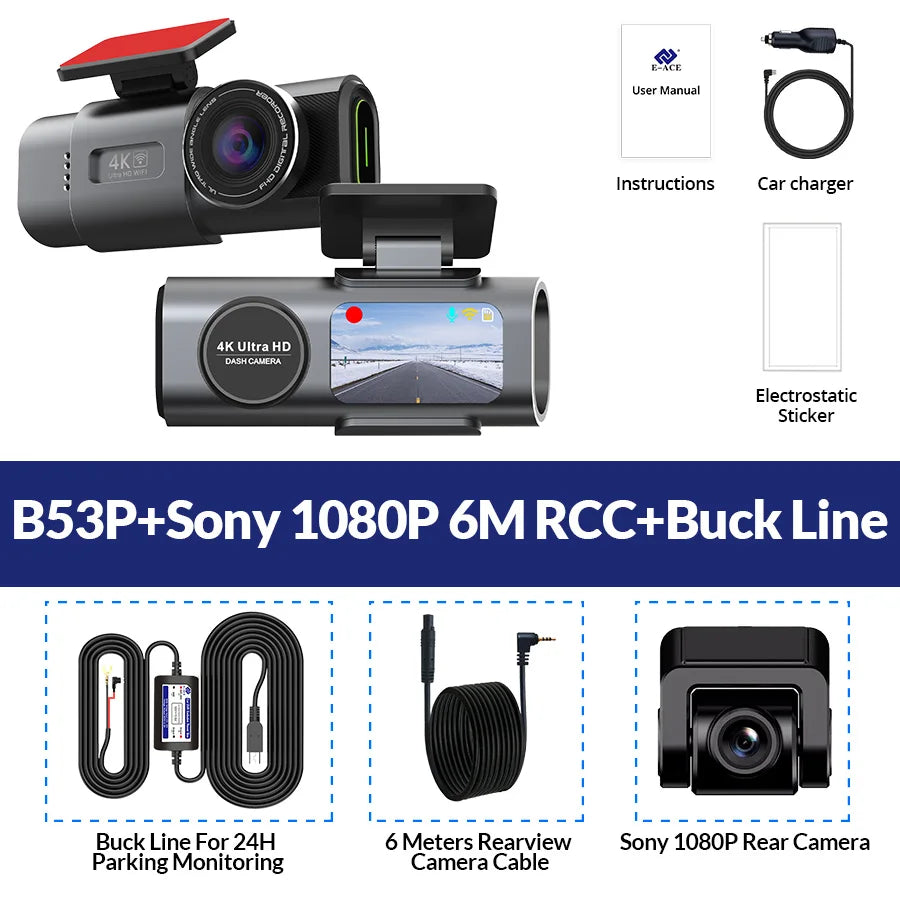 Dash Cam 4K UHD Acceo B35P / B53P – WiFi + GPS + 24H Parking