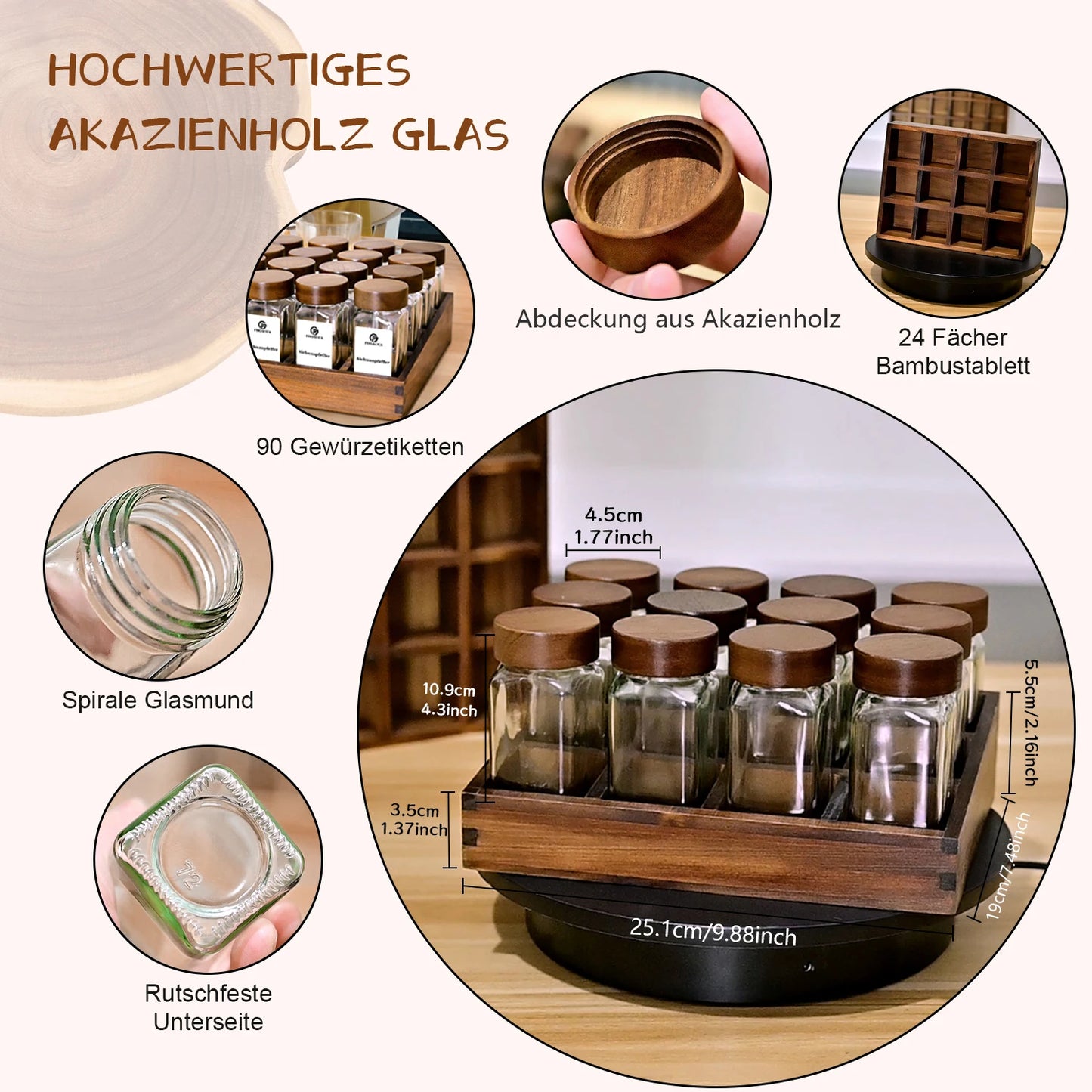 Acacia Wood Spice Rack