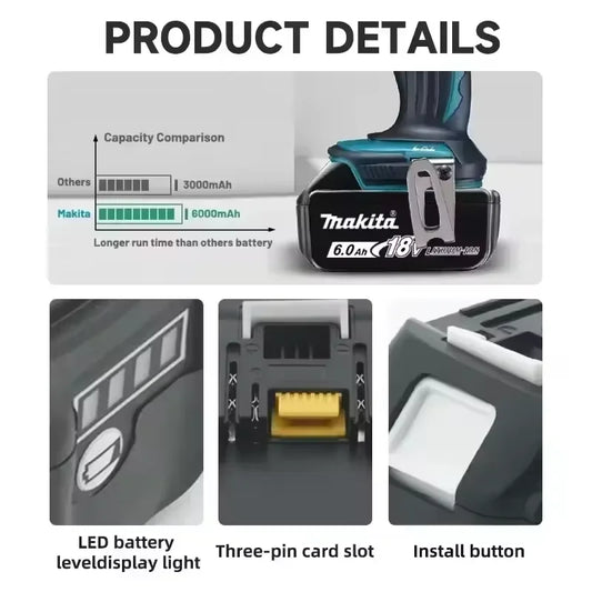 Makita Batteria 18V 6.0Ah BL1860B LXT