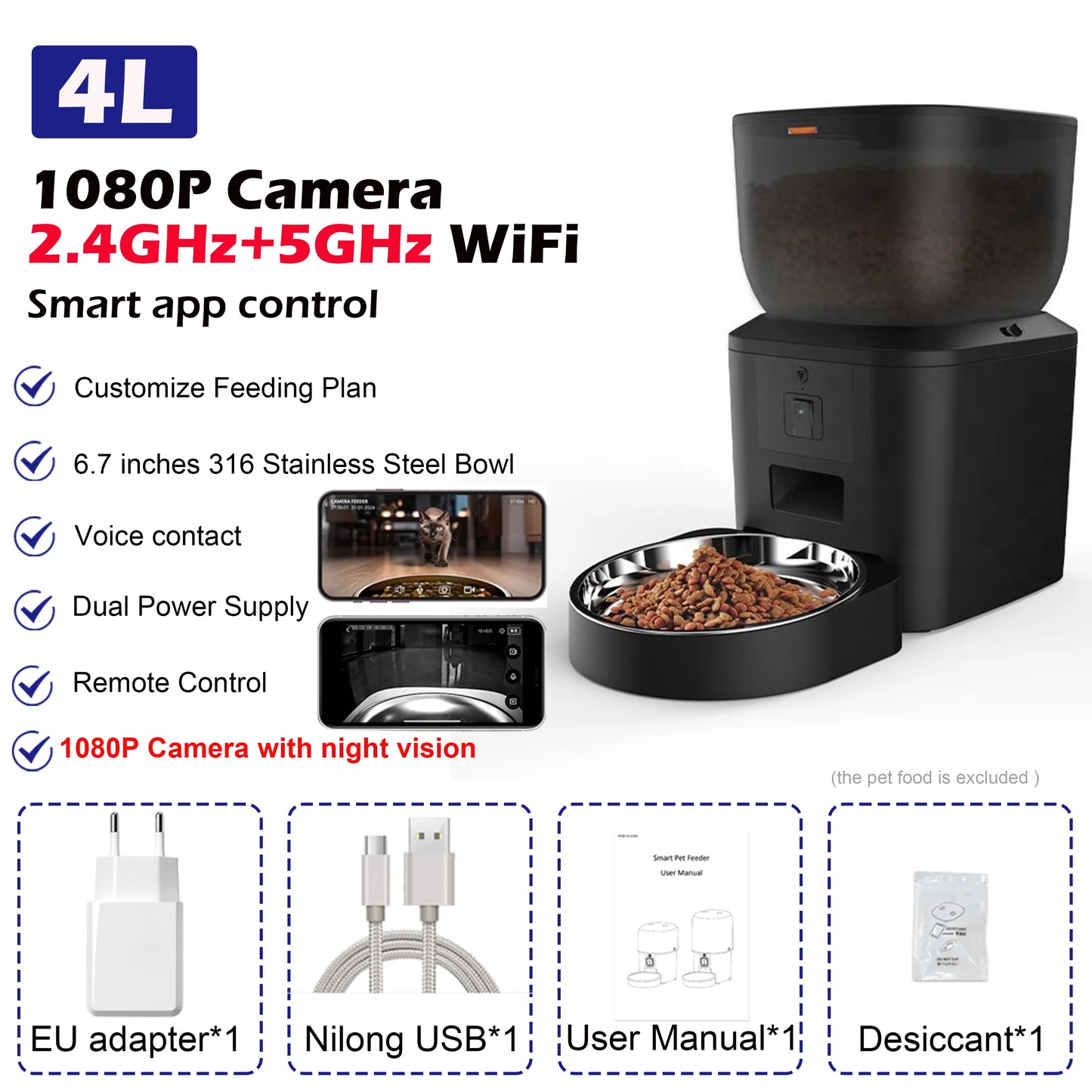 Furpipi Smart Pet Feeder 4L con Telecamera 1080P
