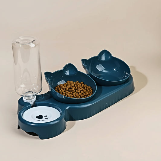 Ciotola per Gatti 3 in 1 con Dispenser d’Acqua