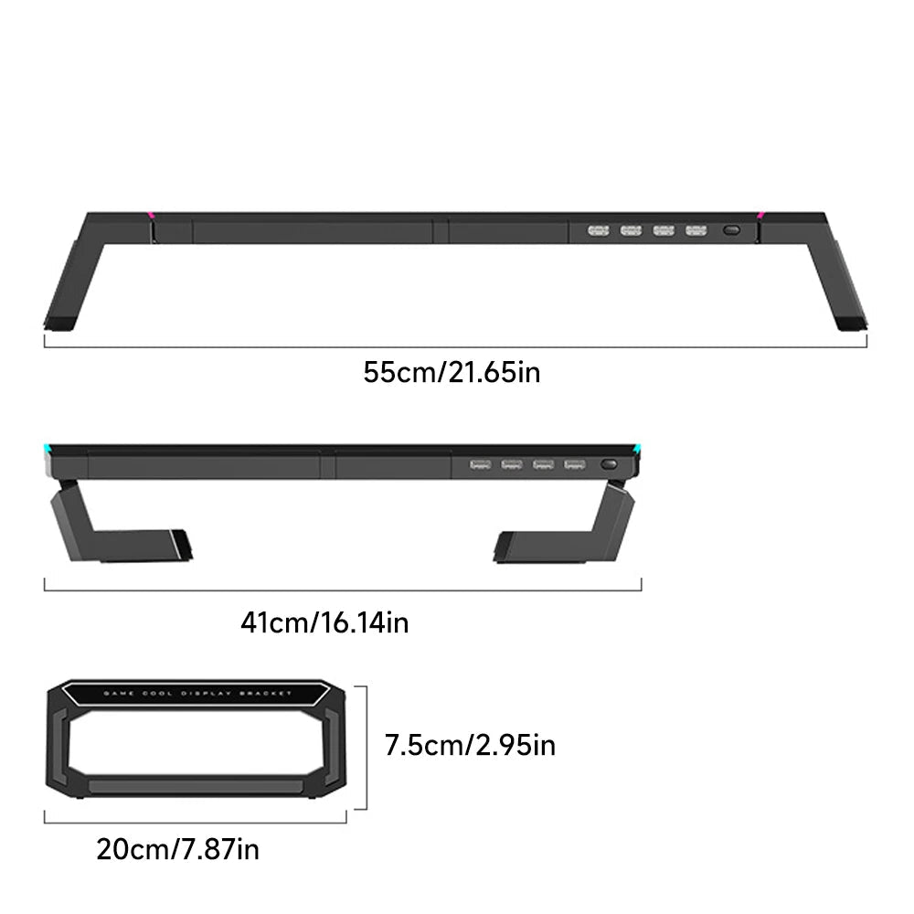 Supporto Monitor Ergonomico con Porte USB 3.0 e Illuminazione RGB