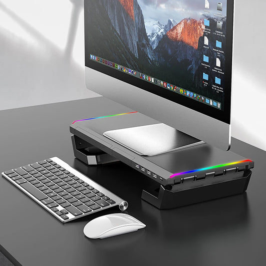 Supporto Monitor Ergonomico con Porte USB 3.0 e Illuminazione RGB
