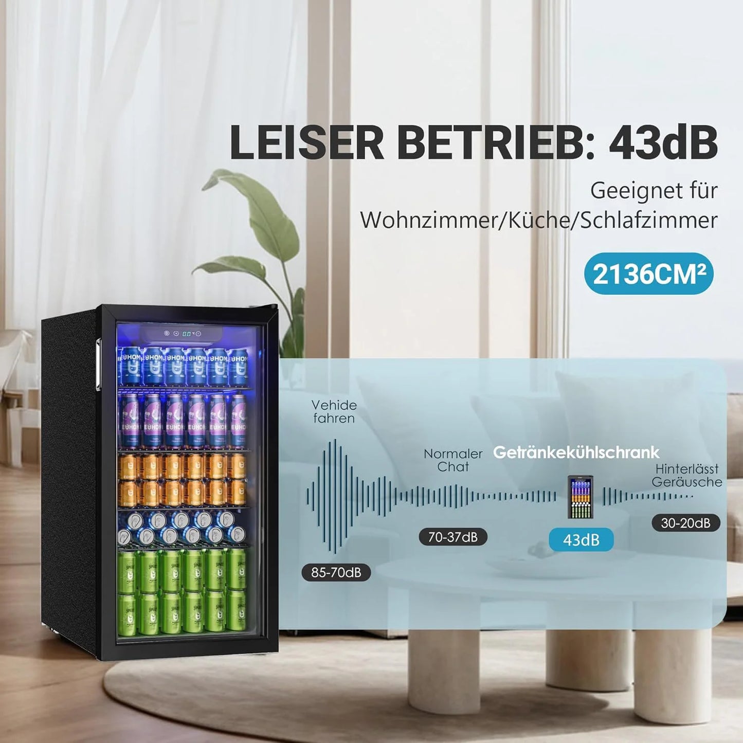 EUHOMY Frigorifero Bevande 90L Premium Edition