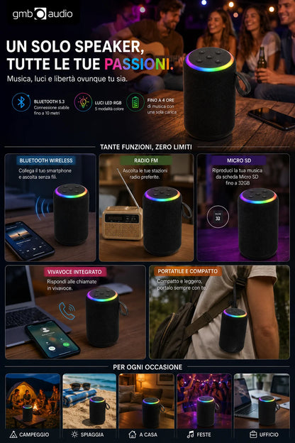 GMB Audio Mini Speaker Bluetooth RGB Portatile