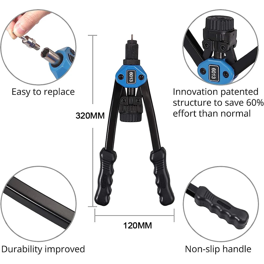 Set Pinza Rivettatrice Professionale M3–M12 – 150 Pezzi