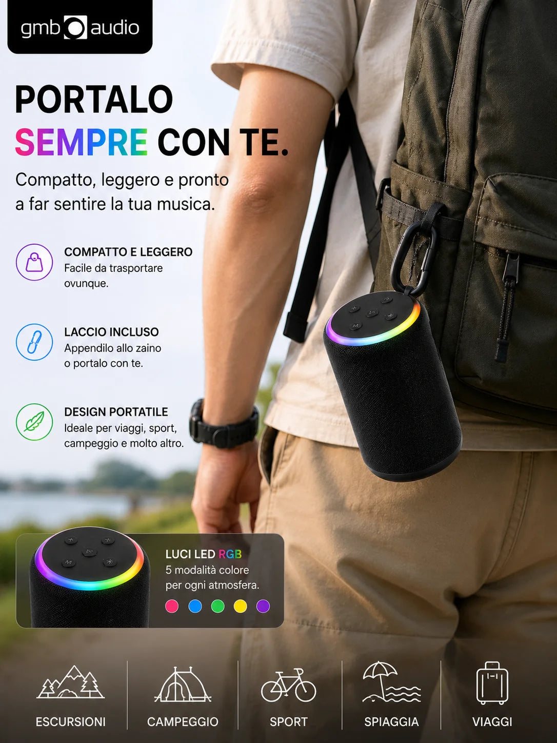 GMB Audio Mini Speaker Bluetooth RGB Portatile