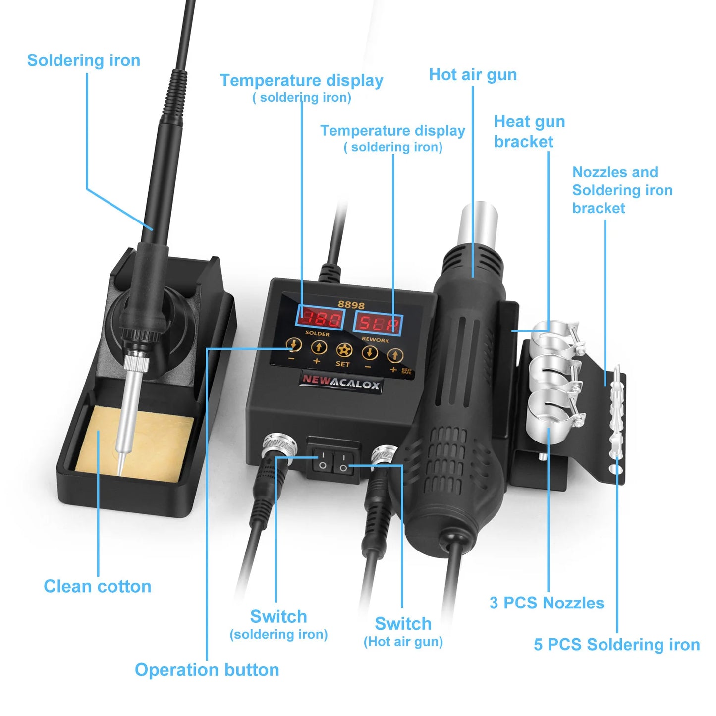 La 8898 2 in 1 Soldering Station