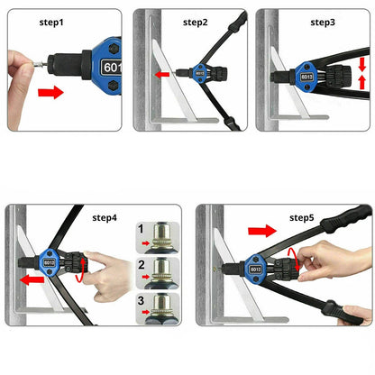 Set Pinza Rivettatrice Professionale M3–M12 – 150 Pezzi