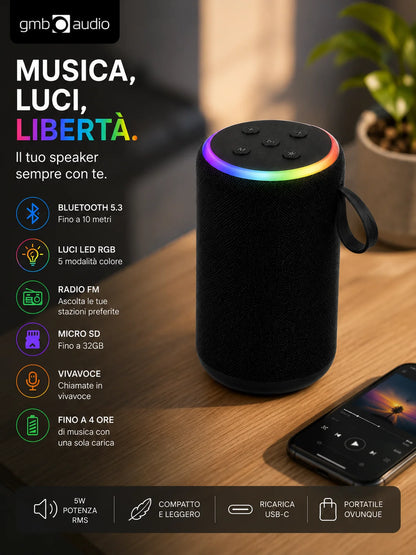 GMB Audio Mini Speaker Bluetooth RGB Portatile