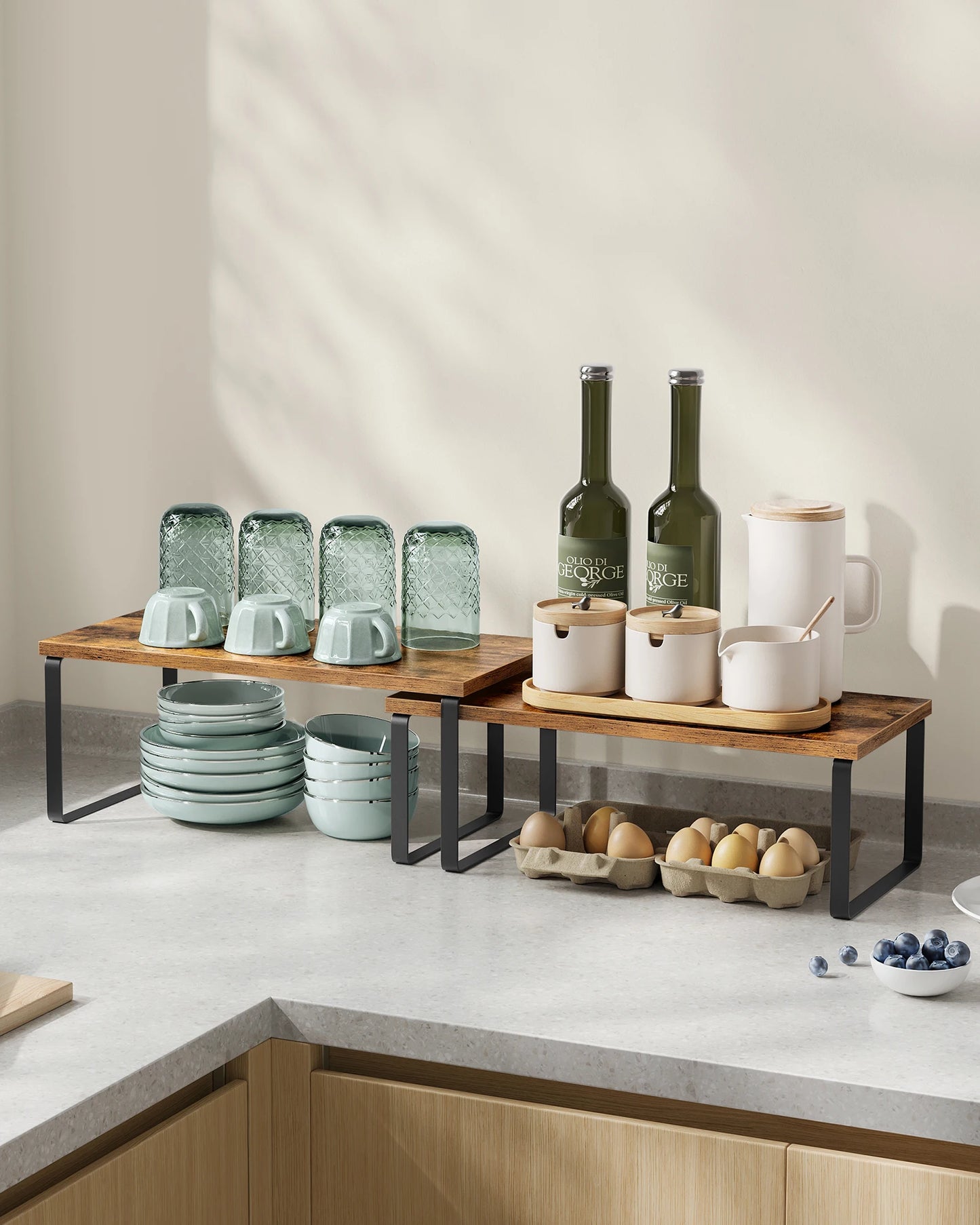 Mensole da Cucina in Metallo e Legno