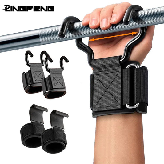 Weight Lifting Hook Grips con Polsini Regolabili
