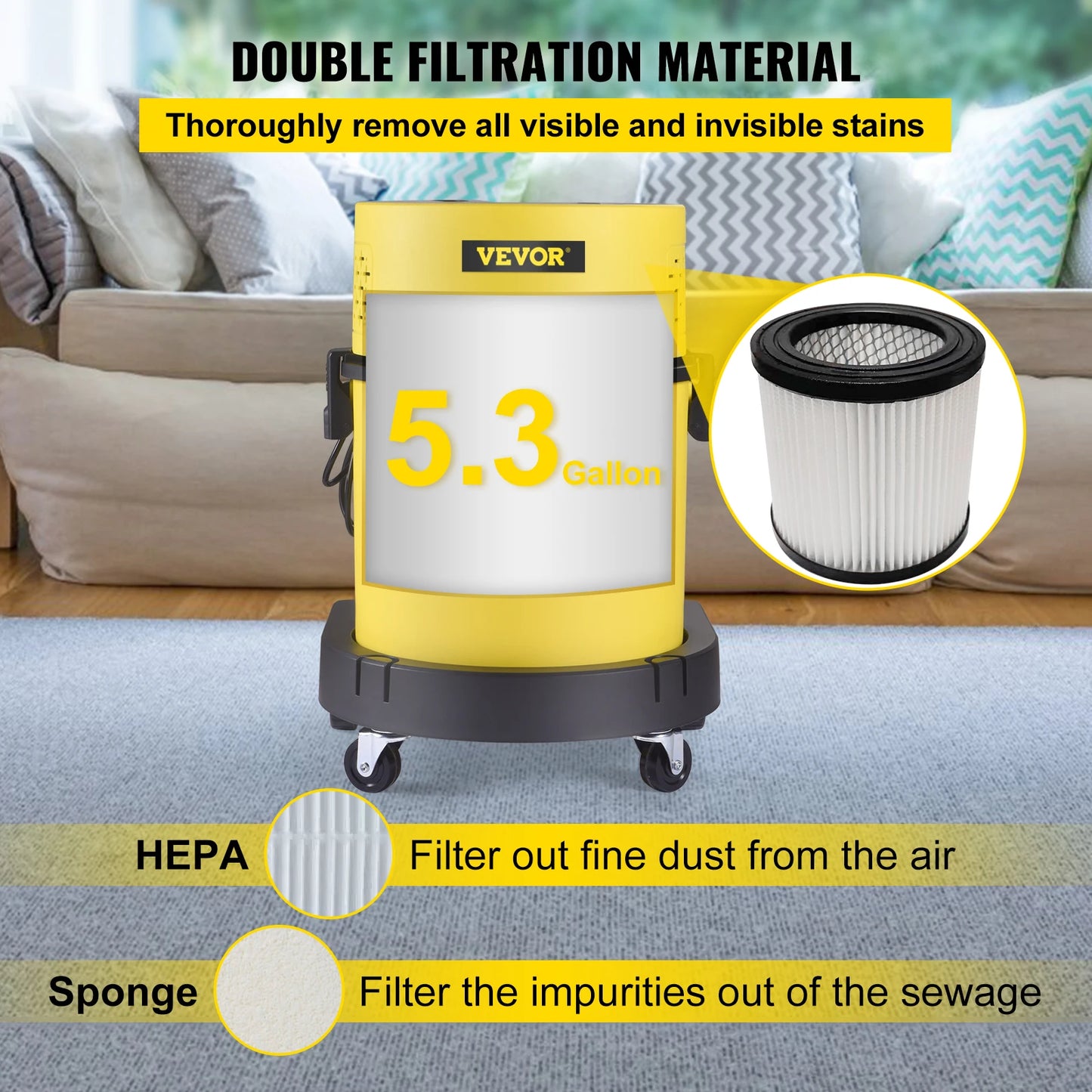 VEVOR Wet &amp; Dry Vacuum 5.3 Gallon – 4 in 1