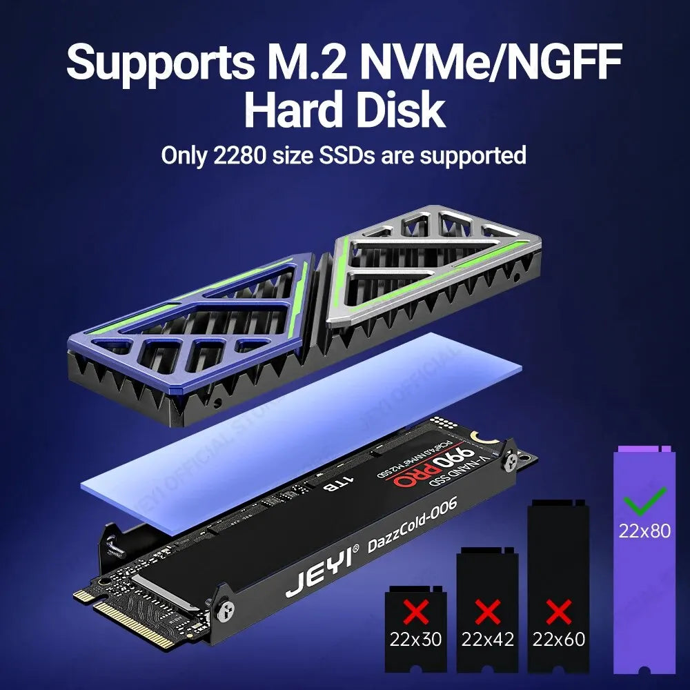 Dazzcold-006 — Dissipatore per SSD M.2 2280 in Lega di Magnesio-Alluminio JEYI