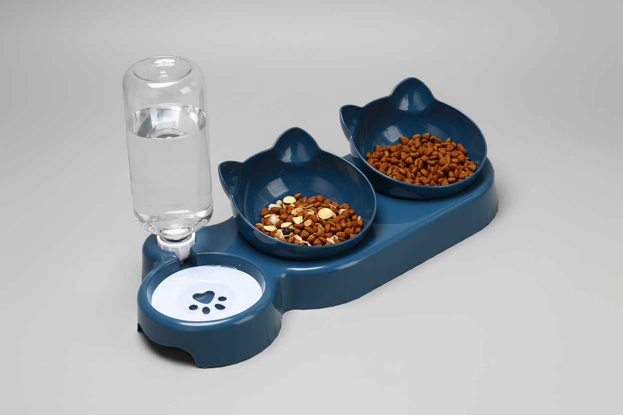Ciotola per Gatti 3 in 1 con Dispenser d’Acqua