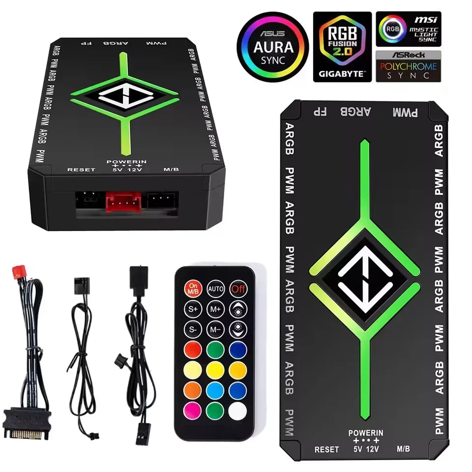 Hub PWM ARGB per Ventole PC ONEVAN 1→9 Porte