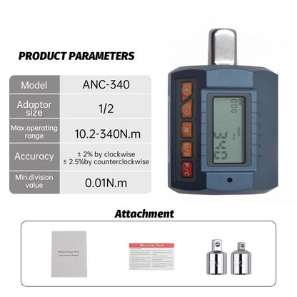 Misuratore Digitale di Coppia Professionale 30–340 N·m | Torque Wrench Adapter con Display e Allarme Acustico