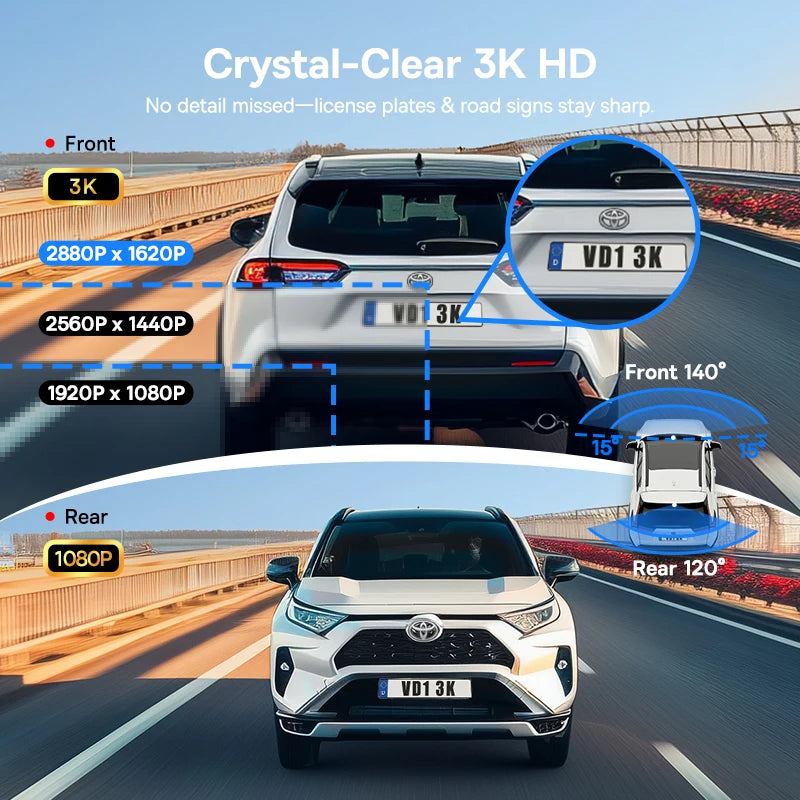 Baseus 3K Front + 1080P Rear Dash Cam VD1