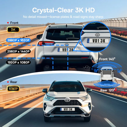 Baseus 3K Front + 1080P Rear Dash Cam VD1