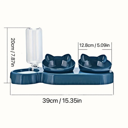 Ciotola per Gatti 3 in 1 con Dispenser d’Acqua