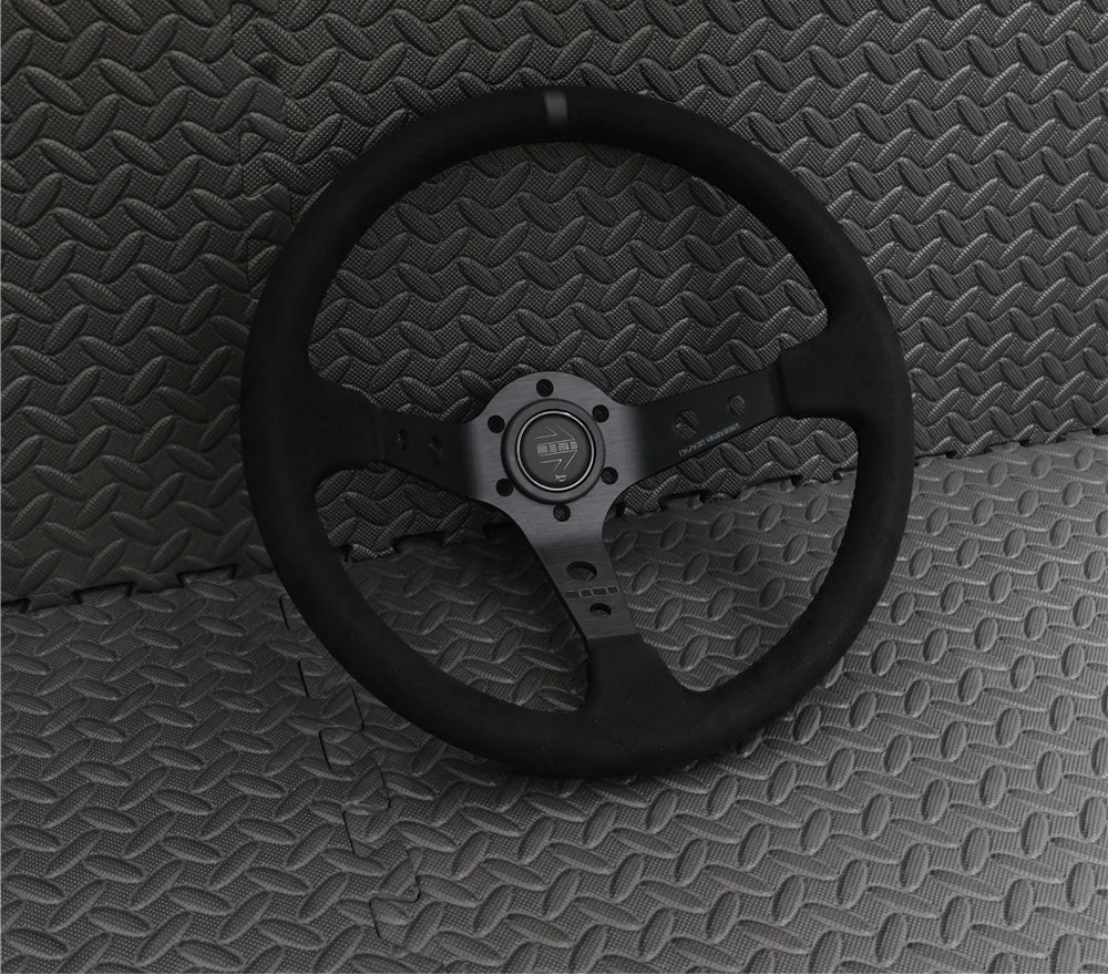 Volante Racing 350mm Scamosciato e Pelle Vera