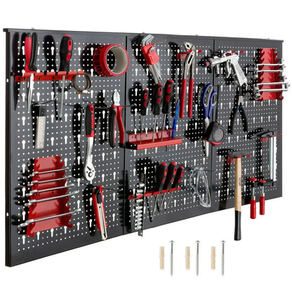 Pannello Porta Attrezzi in Metallo 117x55 cm con 17 Accessori