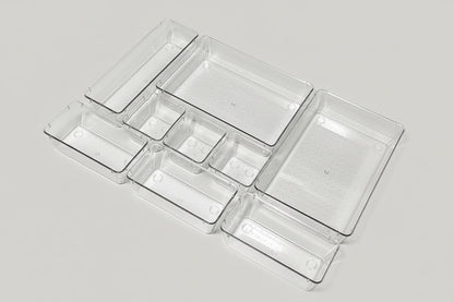 Set Organizer per Cassetti – 7 Pezzi in Plastica Trasparente
