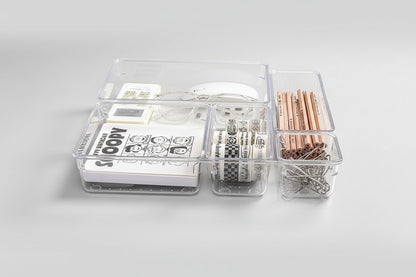 Set Organizer per Cassetti – 7 Pezzi in Plastica Trasparente