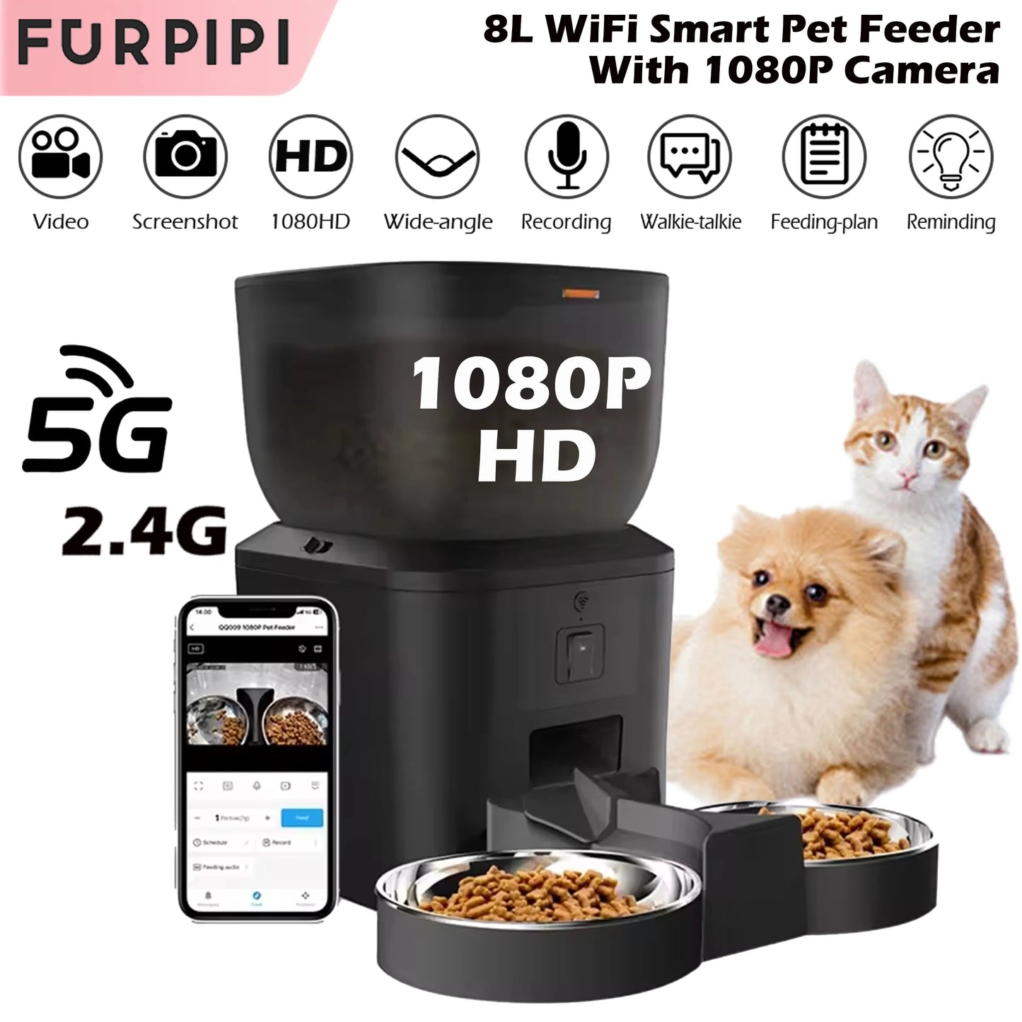 Furpipi Smart Pet Feeder 4L con Telecamera 1080P