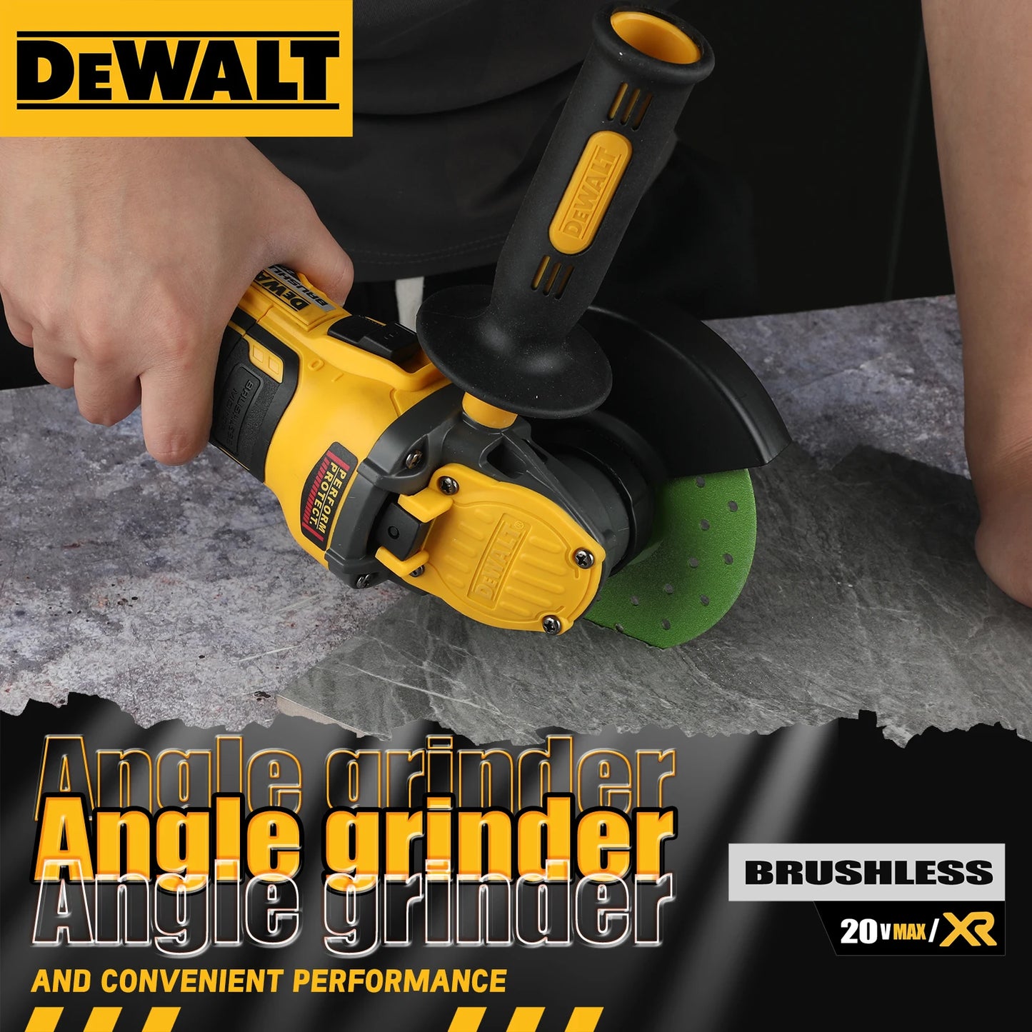 DEWALT DCG409 125mm Flat Head Brushless Angle Grinder