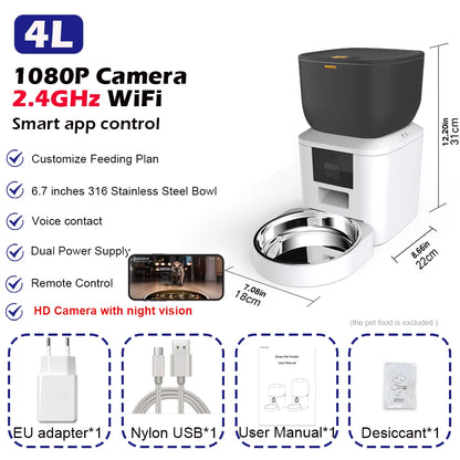 Furpipi Smart Pet Feeder 4L con Telecamera 1080P
