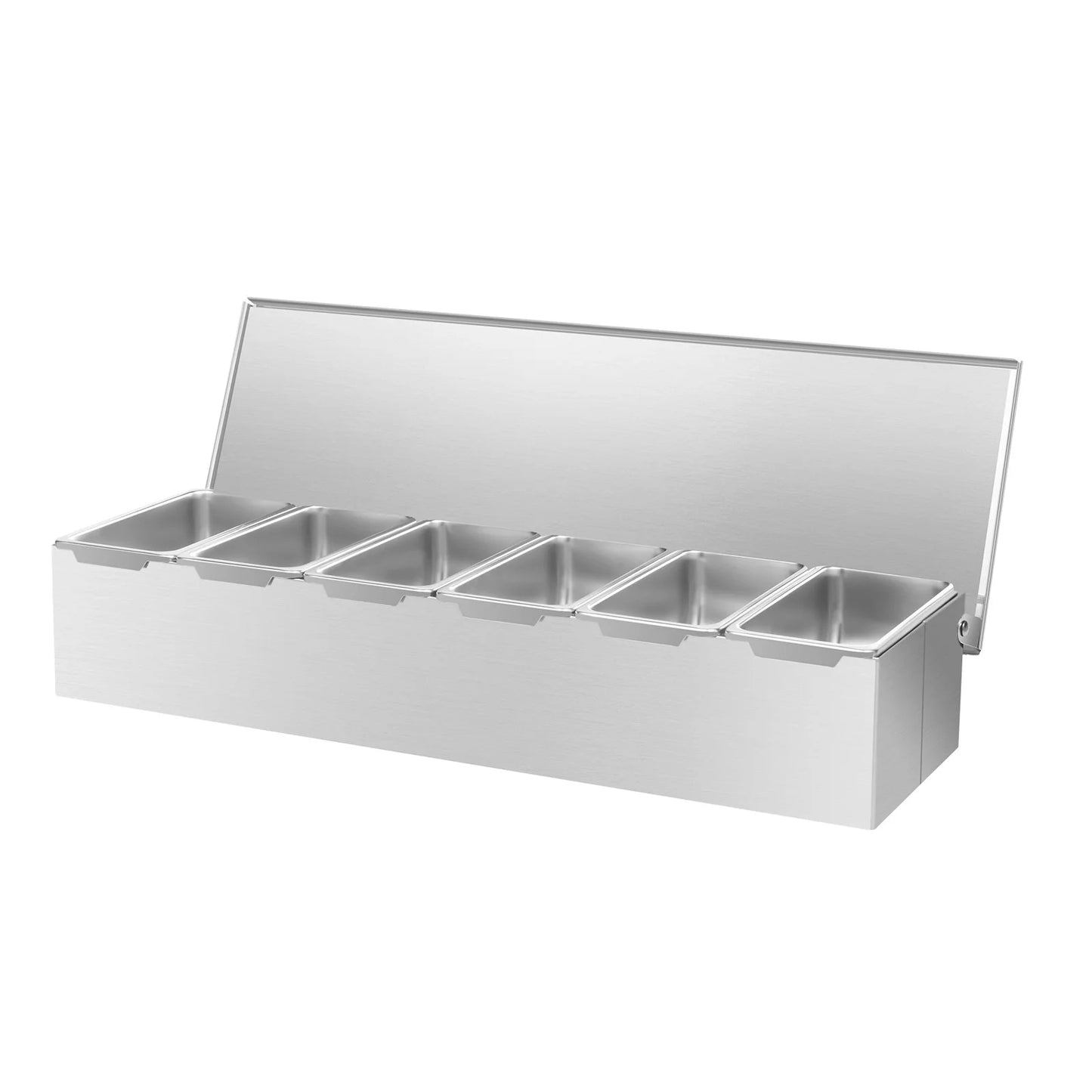 Dispenser per condimenti in acciaio inox a 6 scomparti
