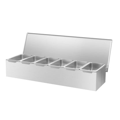 Dispenser per condimenti in acciaio inox a 6 scomparti