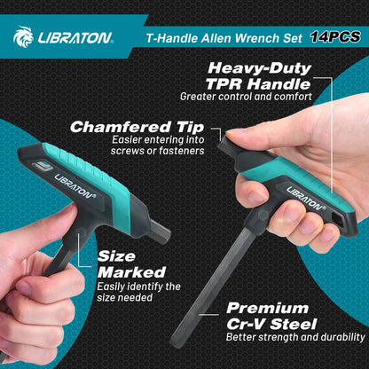 LIBRATON 14PCS T-Handle Hex Key Set