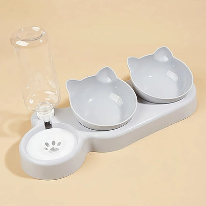 Ciotola per Gatti 3 in 1 con Dispenser d’Acqua