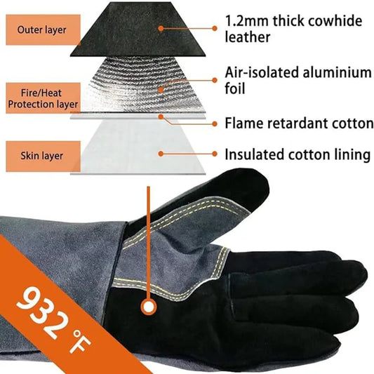 Leather Welding Heat-Resistant Gloves