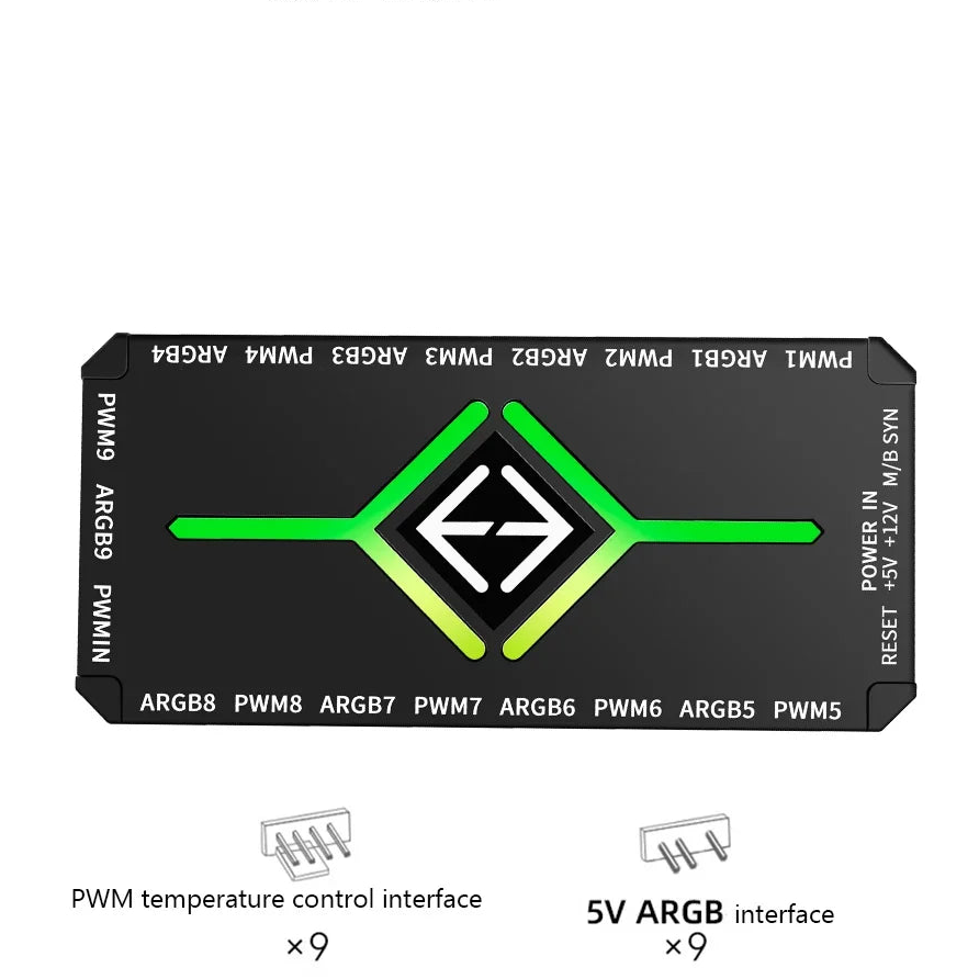 Hub PWM ARGB per Ventole PC ONEVAN 1→9 Porte