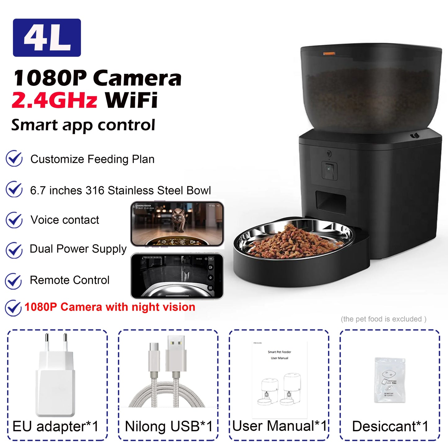 Furpipi Smart Pet Feeder 4L con Telecamera 1080P