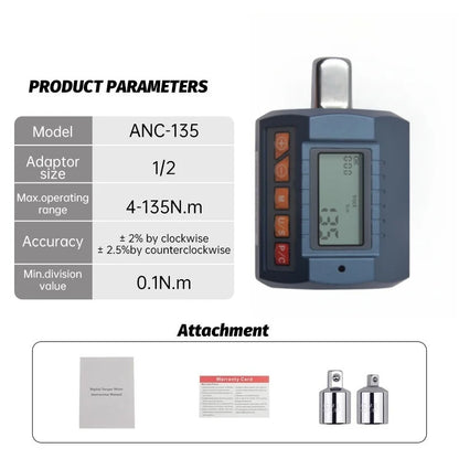Misuratore Digitale di Coppia Professionale 30–340 N·m | Torque Wrench Adapter con Display e Allarme Acustico
