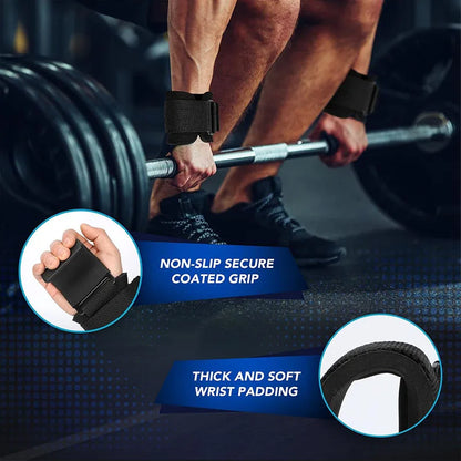 Weight Lifting Hook Grips con Polsini Regolabili