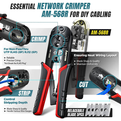 AMPCOM RJ45 Crimping Tool Kit