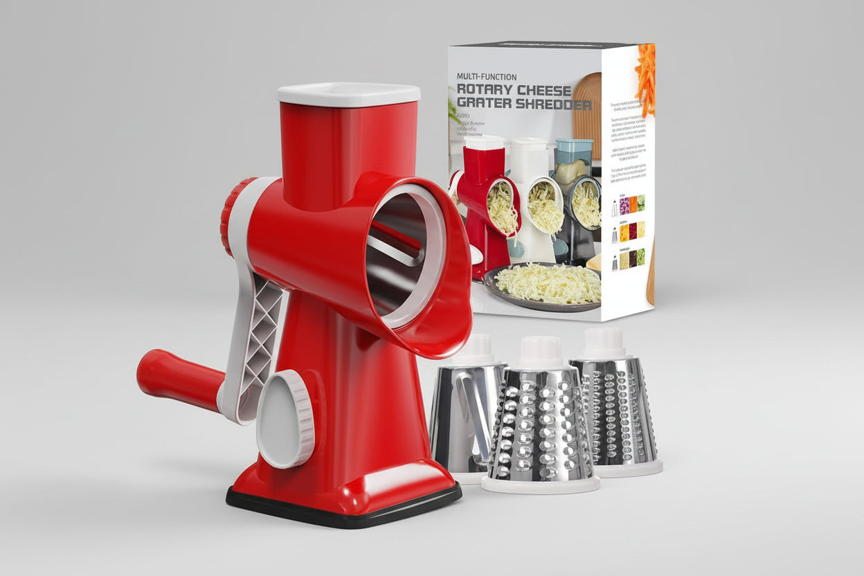 Grattugia Rotante 3 in 1 in Acciaio Inox