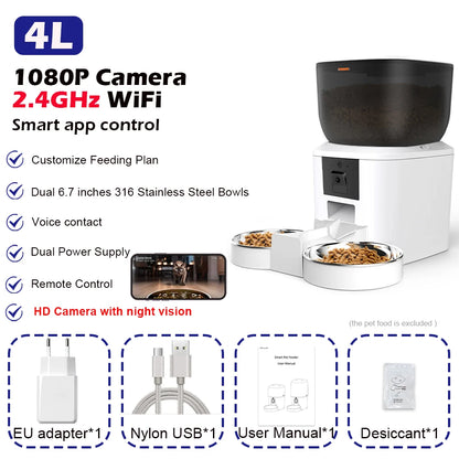 Furpipi Smart Pet Feeder 4L con Telecamera 1080P