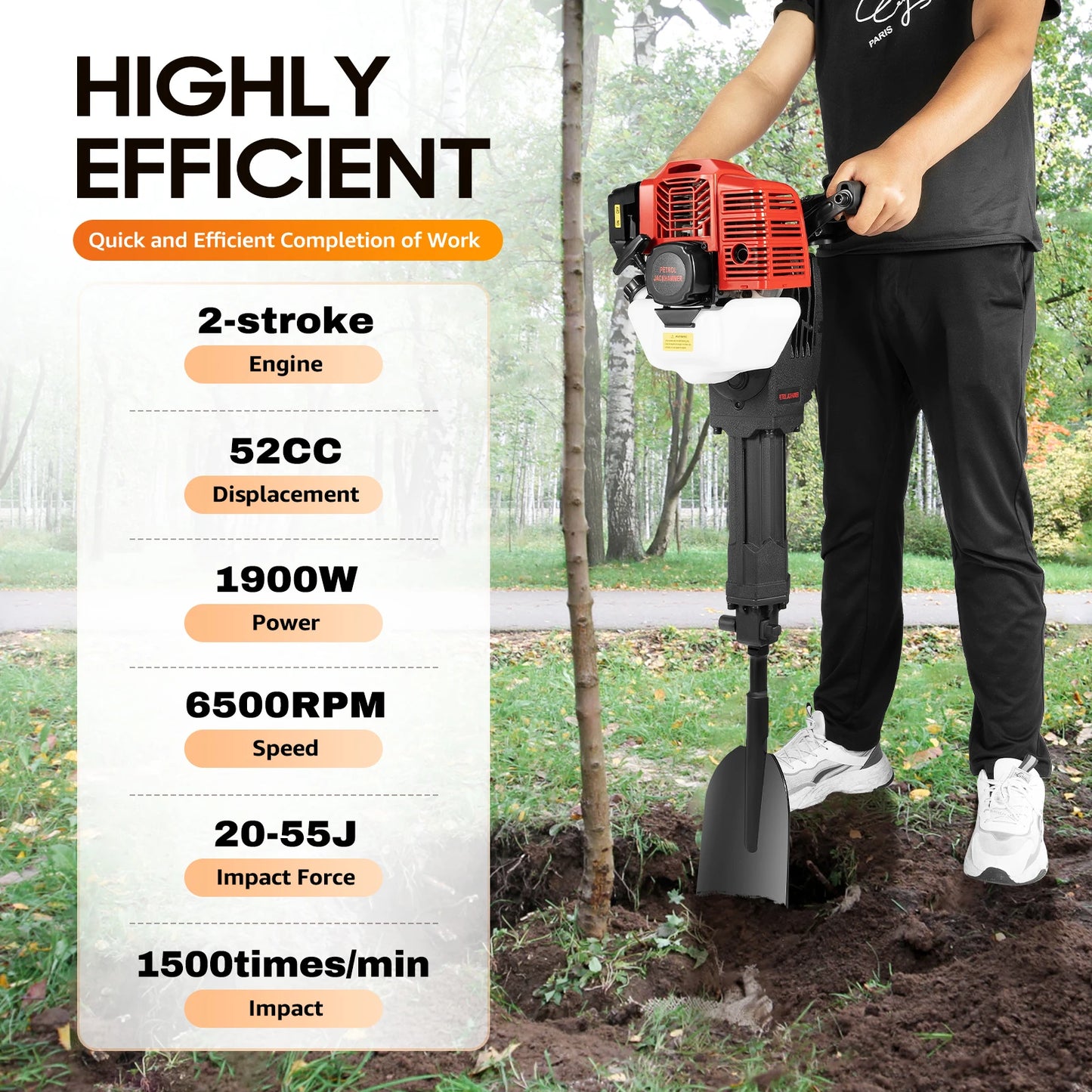 52cc 1900W Gas Powered Tree Digger
