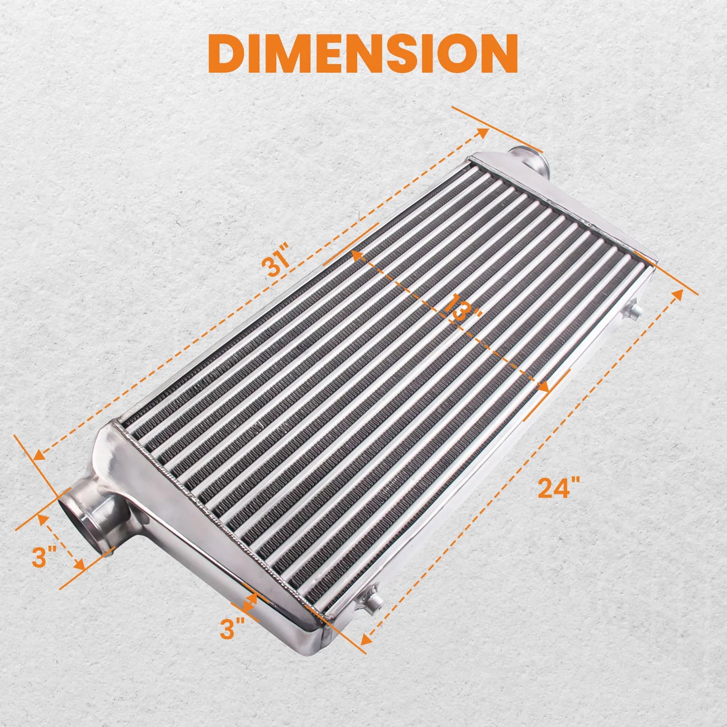 Intercooler Universale 600x300x76 con Kit Tubazioni 2.5"