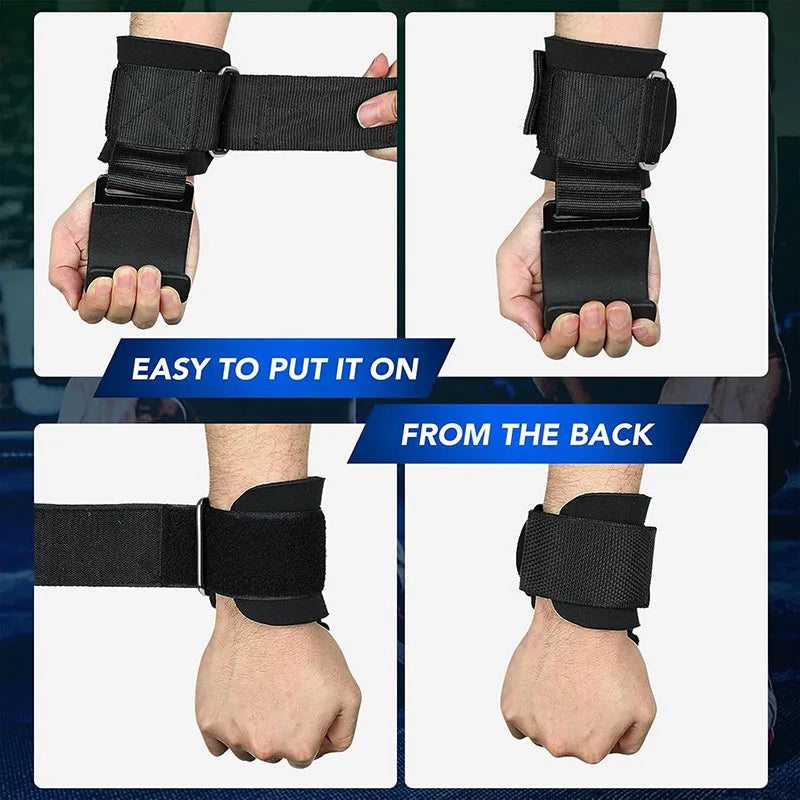 Weight Lifting Hook Grips con Polsini Regolabili