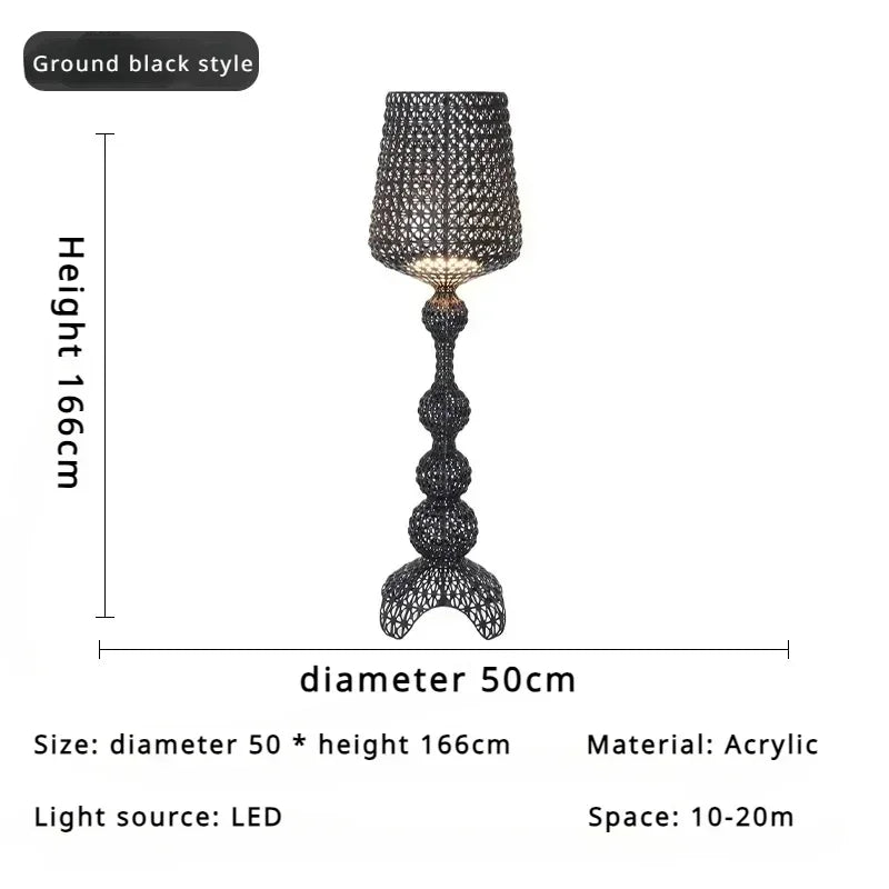 Lampada da Pavimento Nordic-Italiana con Intaglio Artistico