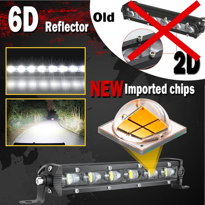 Braveway Single Row Ultra Slim LED Light Bar 6D 6500K